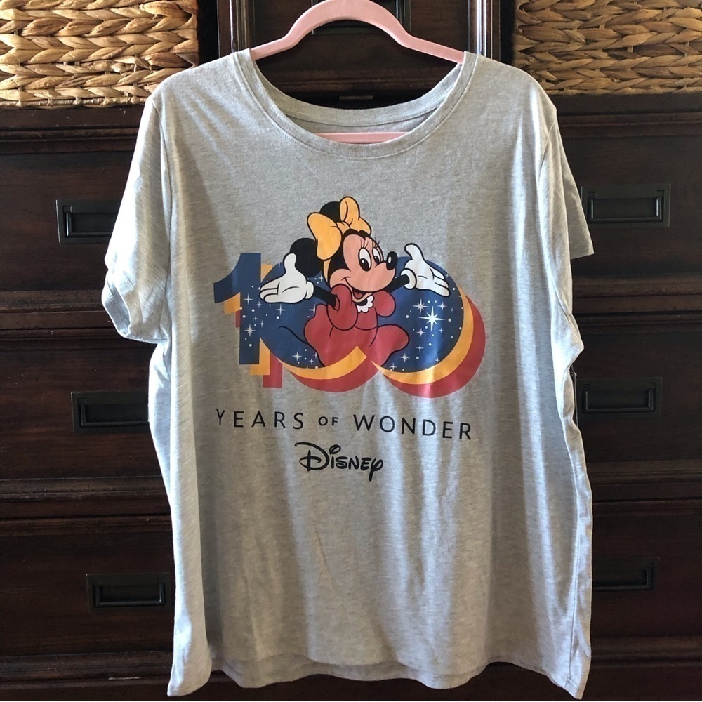 Disney 100 years Minnie Mouse gray short sleeve graphic tee in size XXL